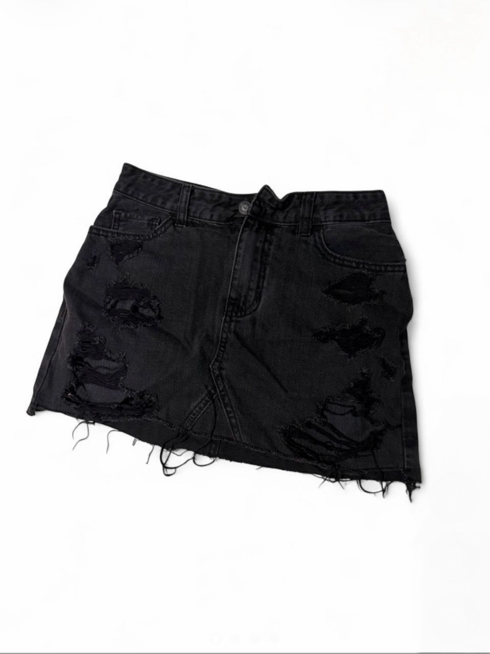 Hollister Black Distressed Denim Mini Skirt